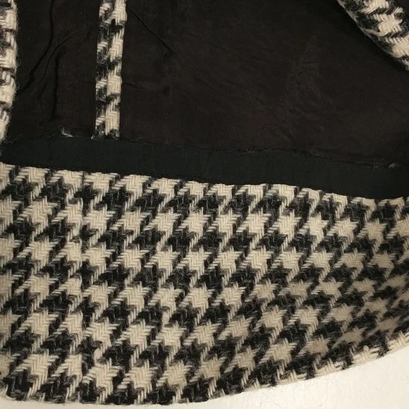 Vintage 60s Wool Dress Houndstooth Check Black & White Classy Midi SeeMeasure - Picture 11 of 16